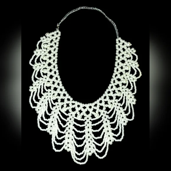 Elegant Faux Pearls Choker Collar Bead Necklace Bohemian Gothic Bridal - Picture 7 of 7
